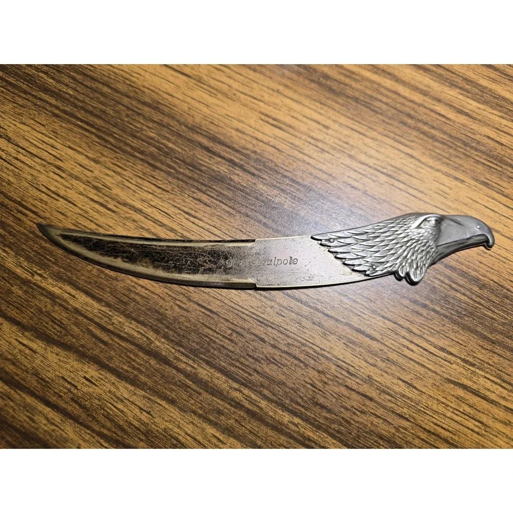 Vintage Thos. Walpole Eagle Head Brass Letter Opener Desk Accessory